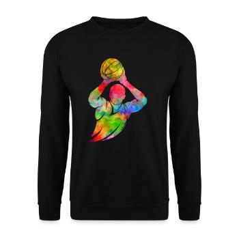 Basketball Basketballer Geschenk Geschenkidee - Unisex Pullover - Schwarz - Vorne - Alina (178cm) & Michal (187cm)