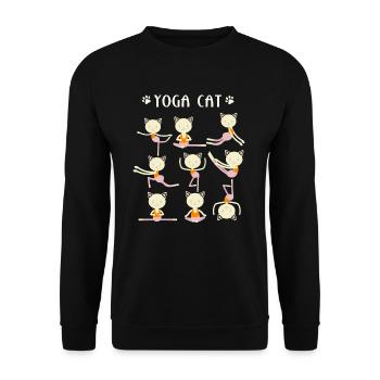 Yoga et chats - Sweat-shirt Unisexe - noir - Devant - Alina (178cm) & Michal (187cm)