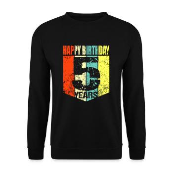 5. Geburtstag - Unisex Pullover - Schwarz - Vorne - Alina (178cm) & Michal (187cm)
