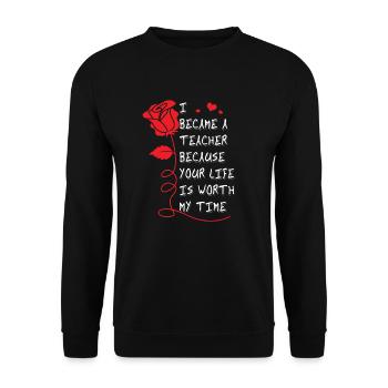 professeur - Sweat-shirt Unisexe - noir - Devant - Alina (178cm) & Michal (187cm)