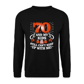 70th Birthday - Unisex Sweatshirt - black - Front - Alina (178cm) & Michal (187cm)