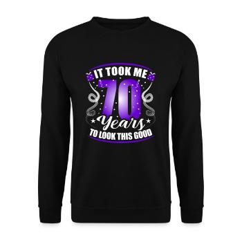 70th Birthday - Unisex Sweatshirt - black - Front - Alina (178cm) & Michal (187cm)