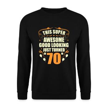 70. Geburtstag - Unisex Pullover - Schwarz - Vorne - Alina (178cm) & Michal (187cm)