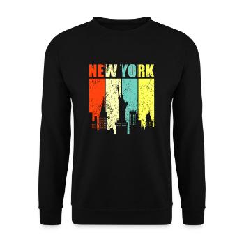 New York - Unisex Pullover - Schwarz - Vorne - Alina (178cm) & Michal (187cm)