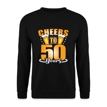 50. Geburtstag - Unisex Pullover - Schwarz - Vorne - Alina (178cm) & Michal (187cm)
