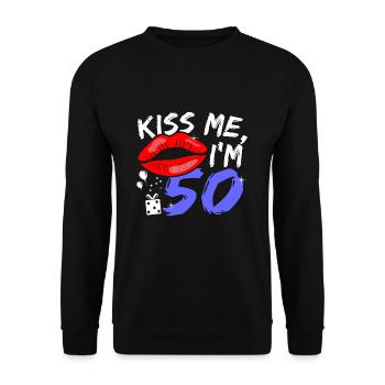 50th birthday - Unisex Sweatshirt - black - Front - Alina (178cm) & Michal (187cm)