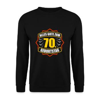 70. Geburtstag - Unisex Pullover - Schwarz - Vorne - Alina (178cm) & Michal (187cm)