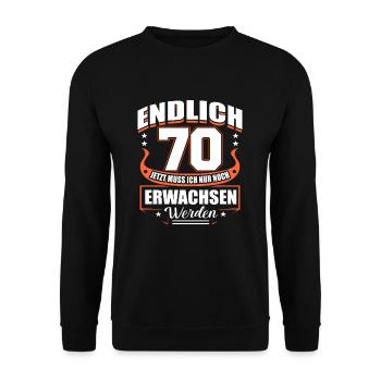 70. Geburtstag - Unisex Pullover - Schwarz - Vorne - Alina (178cm) & Michal (187cm)