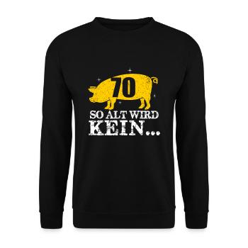 70. Geburtstag - Unisex Pullover - Schwarz - Vorne - Alina (178cm) & Michal (187cm)