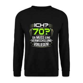 70. Geburtstag - Unisex Pullover - Schwarz - Vorne - Alina (178cm) & Michal (187cm)