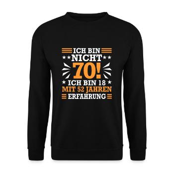 70. Geburtstag - Unisex Pullover - Schwarz - Vorne - Alina (178cm) & Michal (187cm)