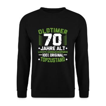 70. Geburtstag - Unisex Pullover - Schwarz - Vorne - Alina (178cm) & Michal (187cm)
