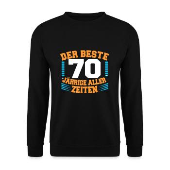 70. Geburtstag - Unisex Pullover - Schwarz - Vorne - Alina (178cm) & Michal (187cm)