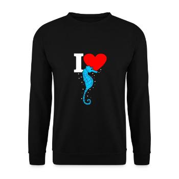 Seepferd - Unisex Pullover - Schwarz - Vorne - Alina (178cm) & Michal (187cm)