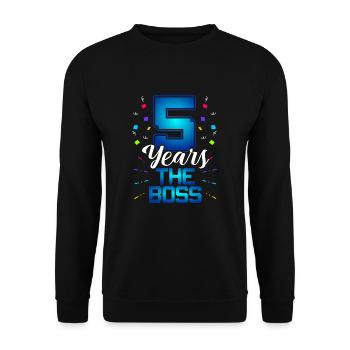 5. Geburtstag - Unisex Pullover - Schwarz - Vorne - Alina (178cm) & Michal (187cm)
