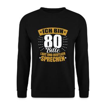 80. Geburtstag - Unisex Pullover - Schwarz - Vorne - Alina (178cm) & Michal (187cm)