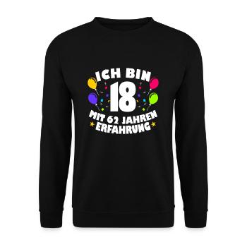 80. Geburtstag - Unisex Pullover - Schwarz - Vorne - Alina (178cm) & Michal (187cm)