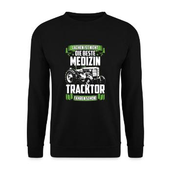 Farmer Bauer Landwirtschaft Geschenk Tracktor - Unisex Pullover - Schwarz - Vorne - Alina (178cm) & Michal (187cm)