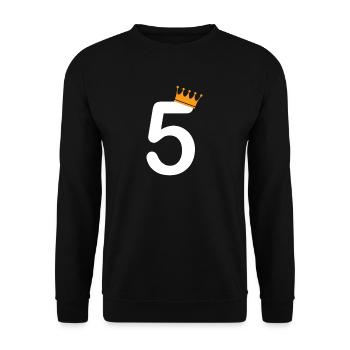 5. Geburtstag - Unisex Pullover - Schwarz - Vorne - Alina (178cm) & Michal (187cm)