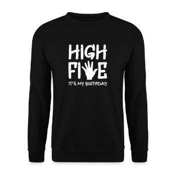 5. Geburtstag - Unisex Pullover - Schwarz - Vorne - Alina (178cm) & Michal (187cm)