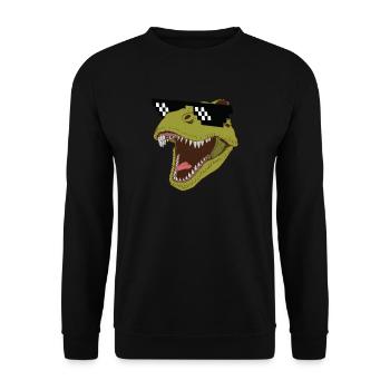 Dinosaurier Dino Dinos T-Rex Geschenk Geschenkidee - Unisex Pullover - Schwarz - Vorne - Alina (178cm) & Michal (187cm)