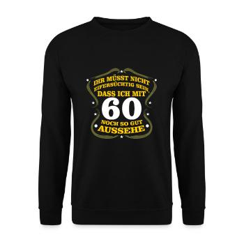 60. Geburtstag - Unisex Pullover - Schwarz - Vorne - Alina (178cm) & Michal (187cm)