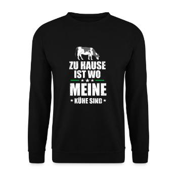 Kuh Kühe - Unisex Pullover - Schwarz - Vorne - Alina (178cm) & Michal (187cm)