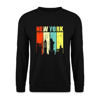 New York - Unisex Pullover - Schwarz - Vorne - Alina (178cm) & Michal (187cm)