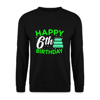6. Geburtstag - Unisex Pullover - Schwarz - Vorne - Alina (178cm) & Michal (187cm)
