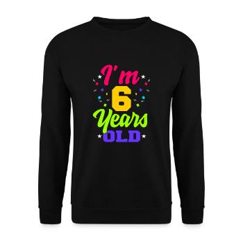 6. Geburtstag - Unisex Pullover - Schwarz - Vorne - Alina (178cm) & Michal (187cm)