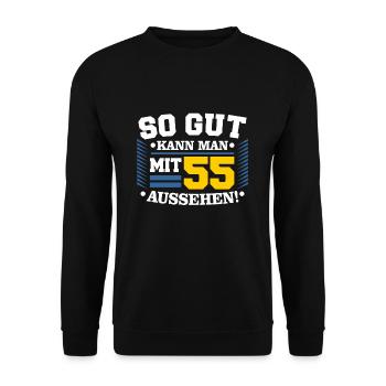 55. Geburtstag - Unisex Pullover - Schwarz - Vorne - Alina (178cm) & Michal (187cm)
