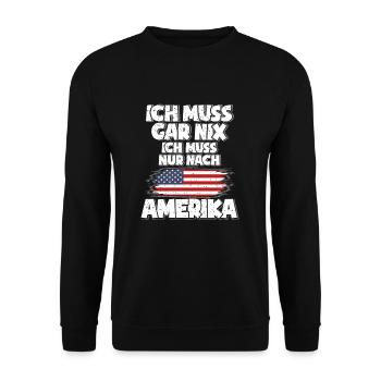 USA Amerika Amerikaner Geschenk Geschenkidee - Unisex Pullover - Schwarz - Vorne - Alina (178cm) & Michal (187cm)