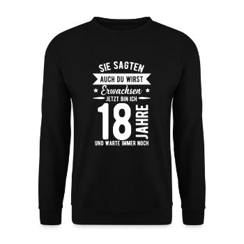 18th birthday - Unisex Sweatshirt - black - Front - Alina (178cm) & Michal (187cm)