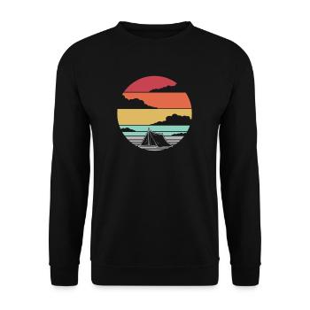 Campen Camping Campingplatz Geschenk Geschenkidee - Unisex Pullover - Schwarz - Vorne - Alina (178cm) & Michal (187cm)