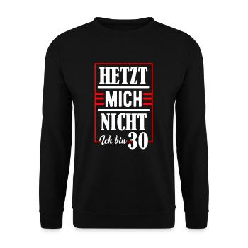 30. Geburtstag - Unisex Pullover - Schwarz - Vorne - Alina (178cm) & Michal (187cm)