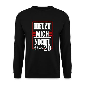 20. Geburtstag - Unisex Pullover - Schwarz - Vorne - Alina (178cm) & Michal (187cm)