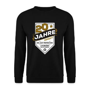 20. Geburtstag - Unisex Pullover - Schwarz - Vorne - Alina (178cm) & Michal (187cm)