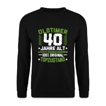40. Geburtstag - Unisex Pullover - Schwarz - Vorne - Alina (178cm) & Michal (187cm)