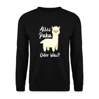 Alpaca Lama Gift - Unisex Sweatshirt - black - Front - Alina (178cm) & Michal (187cm)