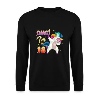 18th birthday - Unisex Sweatshirt - black - Front - Alina (178cm) & Michal (187cm)