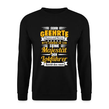 Zug Züge Modeleisenbahn Eisenbahn Geschenk - Unisex Pullover - Schwarz - Vorne - Alina (178cm) & Michal (187cm)