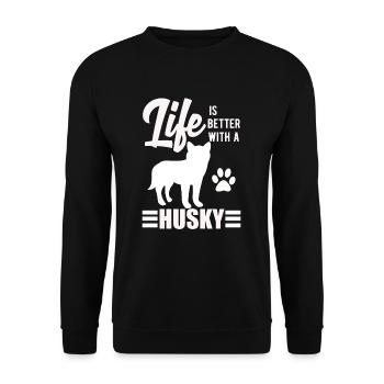Husky - Unisex Sweatshirt - black - Front - Alina (178cm) & Michal (187cm)