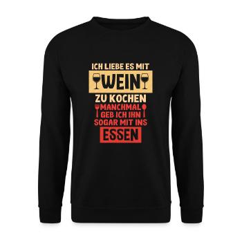 Wein - Unisex Pullover - Schwarz - Vorne - Alina (178cm) & Michal (187cm)