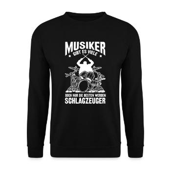 Schlagzeug Schlagzeuger Drummer Geschenk - Unisex Pullover - Schwarz - Vorne - Alina (178cm) & Michal (187cm)