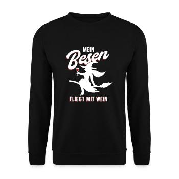 Wein - Unisex Pullover - Schwarz - Vorne - Alina (178cm) & Michal (187cm)