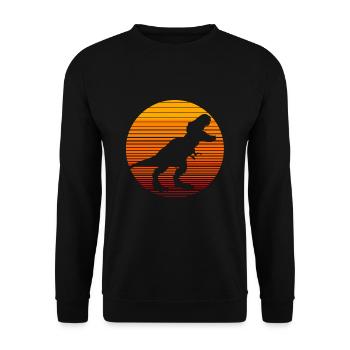 Dino Dinosaurier Geschenk Geschenkidee, Kinder lus - Unisex Pullover - Schwarz - Vorne - Alina (178cm) & Michal (187cm)