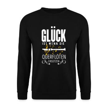 Querflöte - Unisex Pullover - Schwarz - Vorne - Alina (178cm) & Michal (187cm)