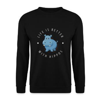hippopotame - Sweat-shirt Unisexe - noir - Devant - Alina (178cm) & Michal (187cm)