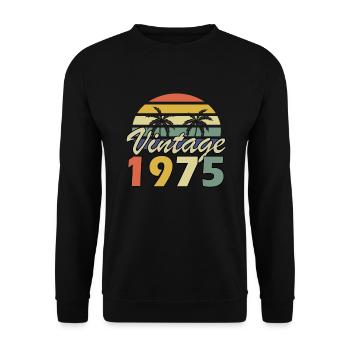 Vintage 1975 Geburtstag 1975 Jahr Geschenk - Unisex Pullover - Schwarz - Vorne - Alina (178cm) & Michal (187cm)