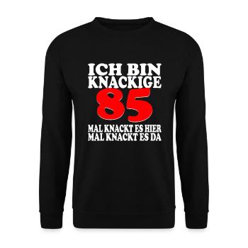 85 Jahre 85 Geburtstag Birthday Geschenk - Unisex Pullover - Schwarz - Vorne - Alina (178cm) & Michal (187cm)